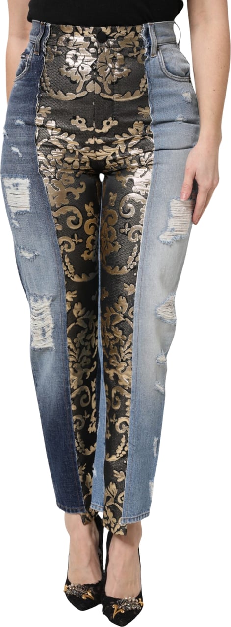 Dolce & Gabbana Multicolor Patchwork Tapered Denim Jeans Divers