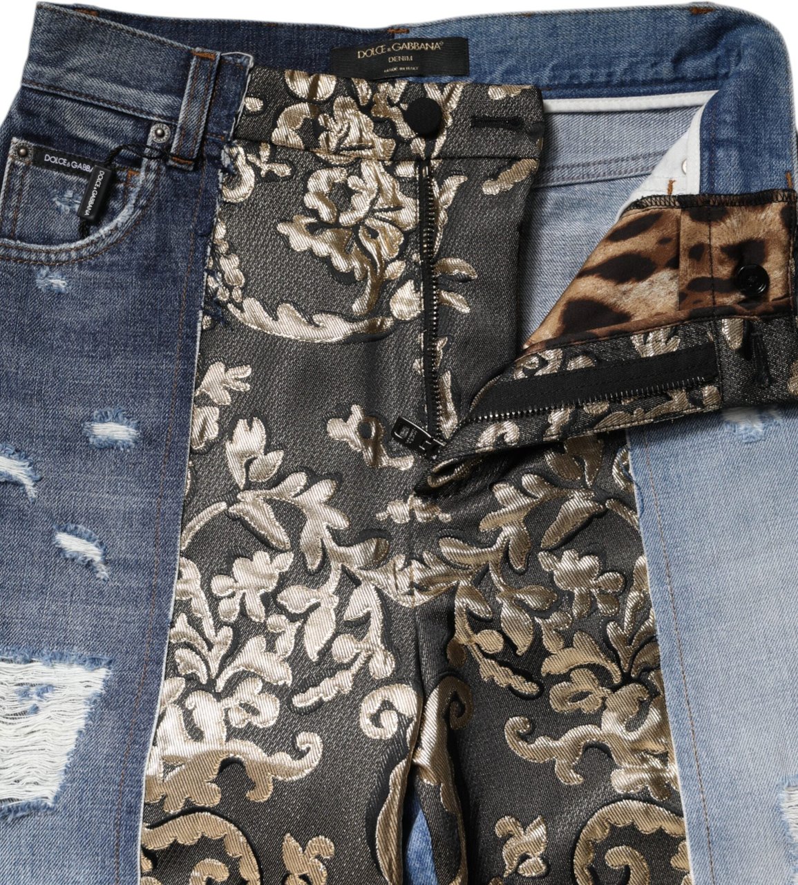 Dolce & Gabbana Multicolor Patchwork Tapered Denim Jeans Divers