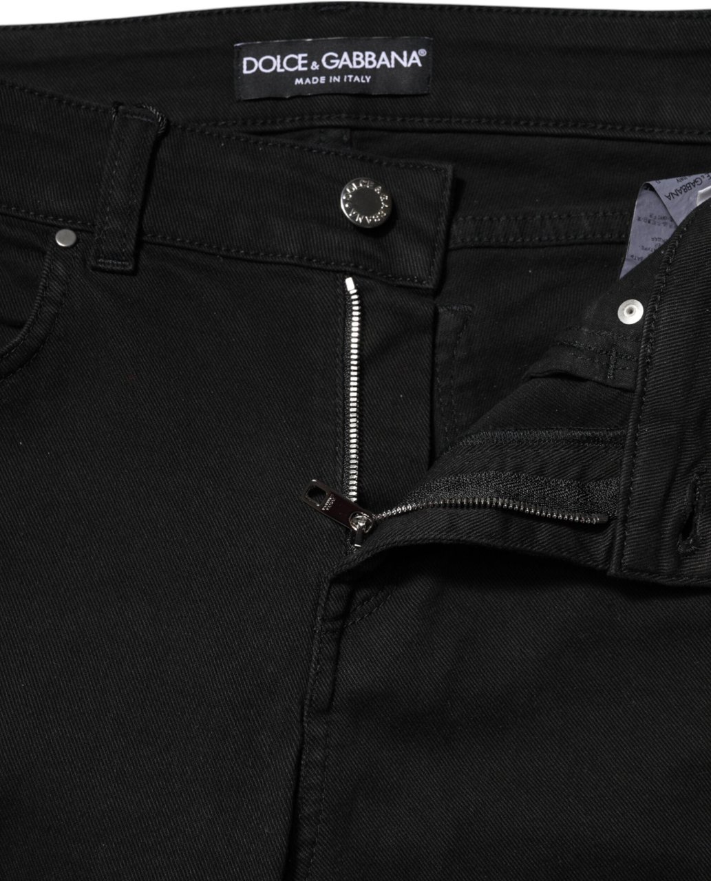 Dolce & Gabbana Black Cotton Skinny Mid Waist Denim Jeans Zwart