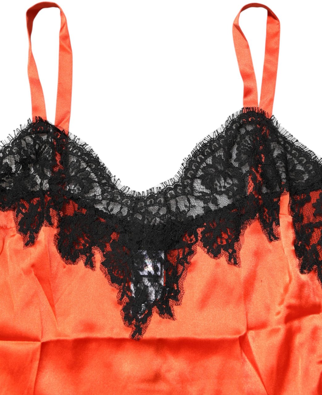 Dolce & Gabbana Red Black Lace Trim Silk Sleeveless Tank Top Zwart
