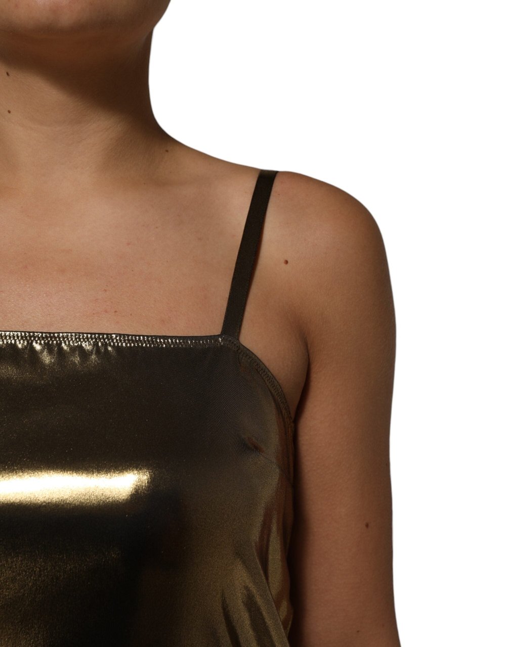 Dolce & Gabbana Metallic Gold Sleeveless A-line Mini Dress Goud