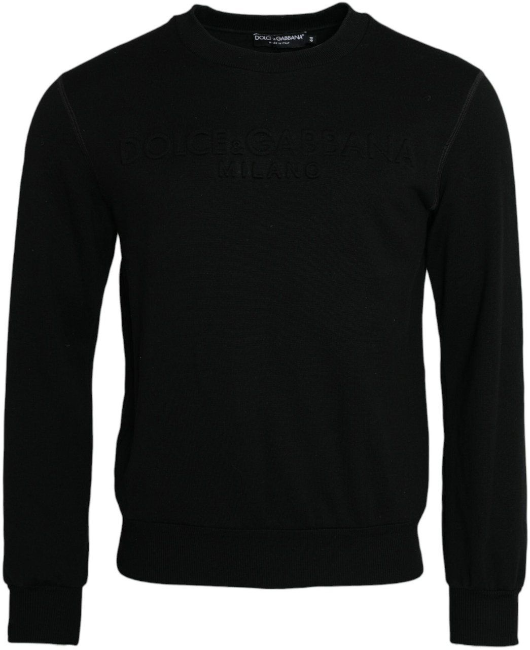 Dolce & Gabbana Black Cotton Long Sleeves Sweatshirt Sweater Zwart