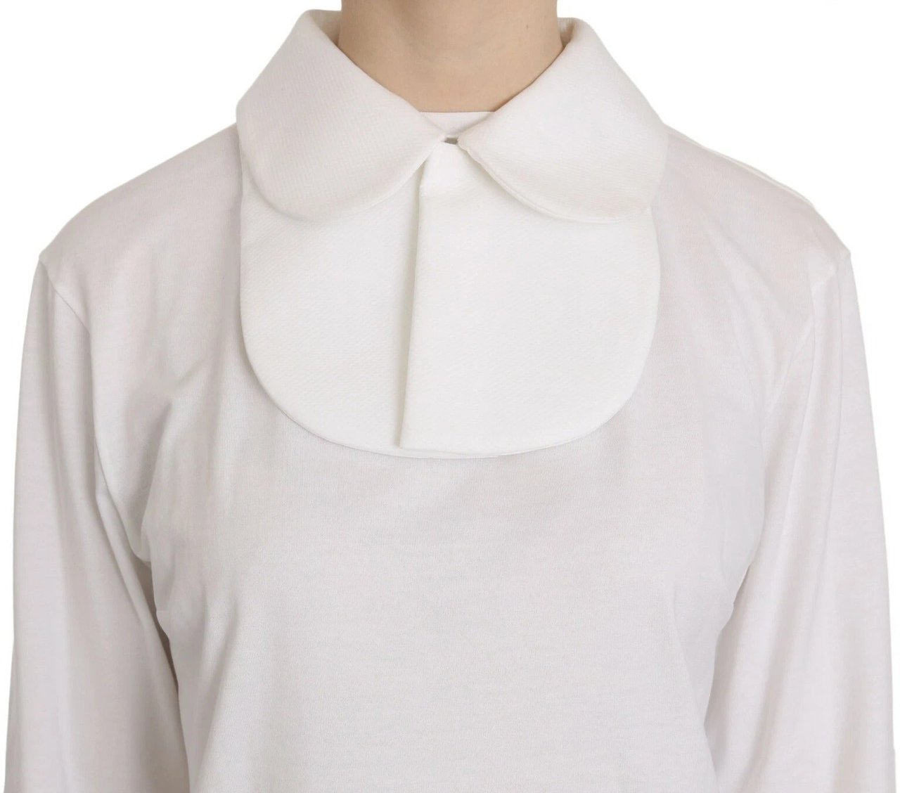 Dolce & Gabbana White Cotton Longsleeve Collared Blouse Wit