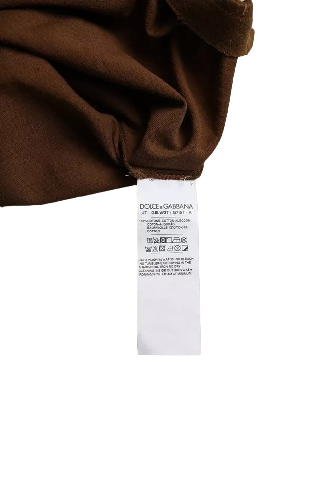 Dolce & Gabbana Brown Color Splash Cotton Crew Neck T-shirt Divers