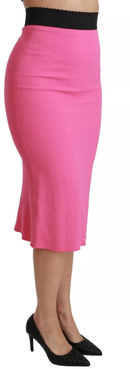 Dolce & Gabbana Pink High Waist Pencil Cut Midi Skirt Roze