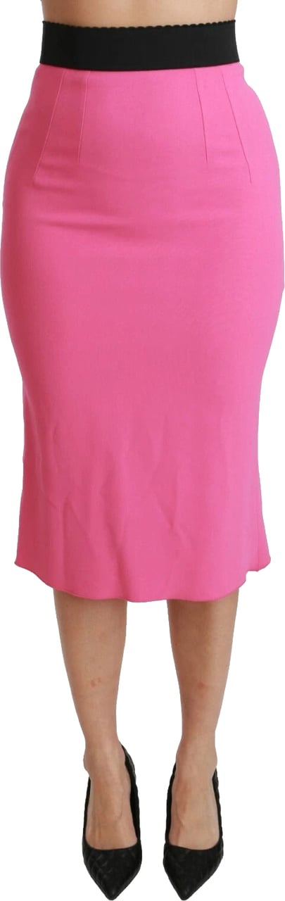 Dolce & Gabbana Pink High Waist Pencil Cut Midi Skirt Roze