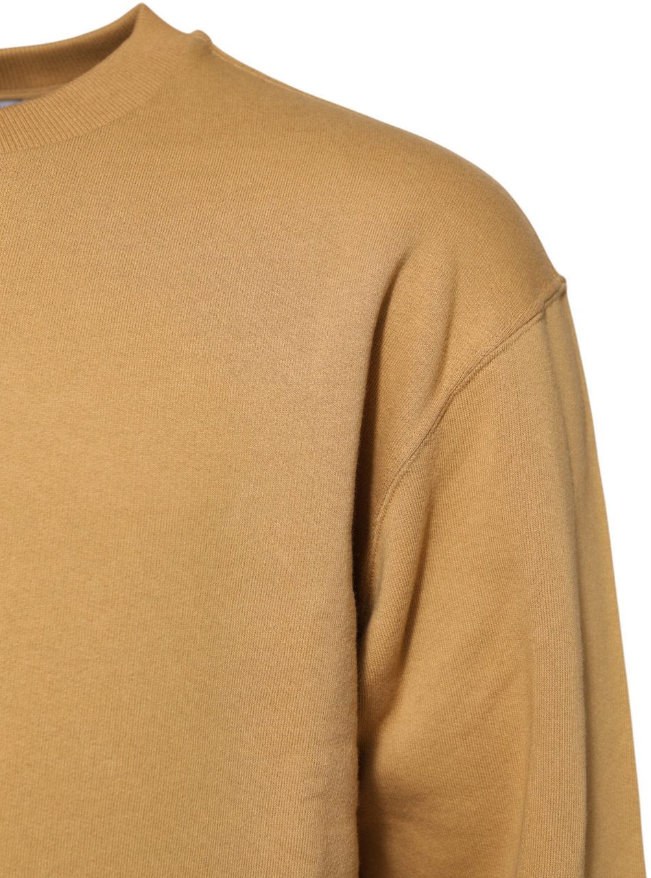 Dolce & Gabbana Mustard Cotton DG Embossed Pullover Sweater Rood