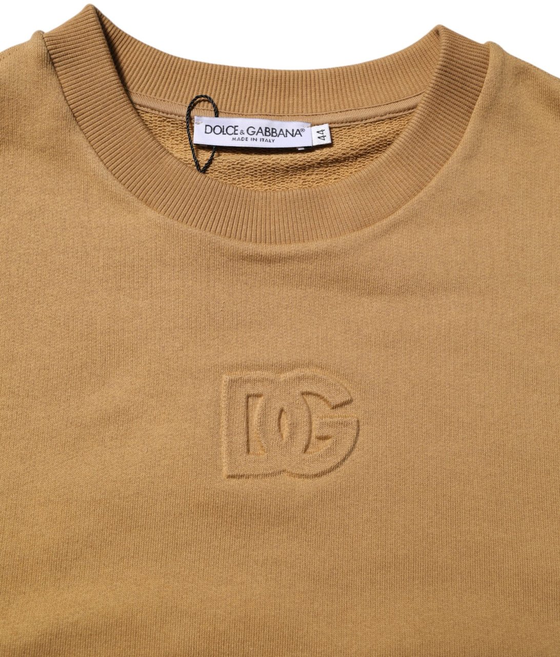 Dolce & Gabbana Mustard Cotton DG Embossed Pullover Sweater Rood