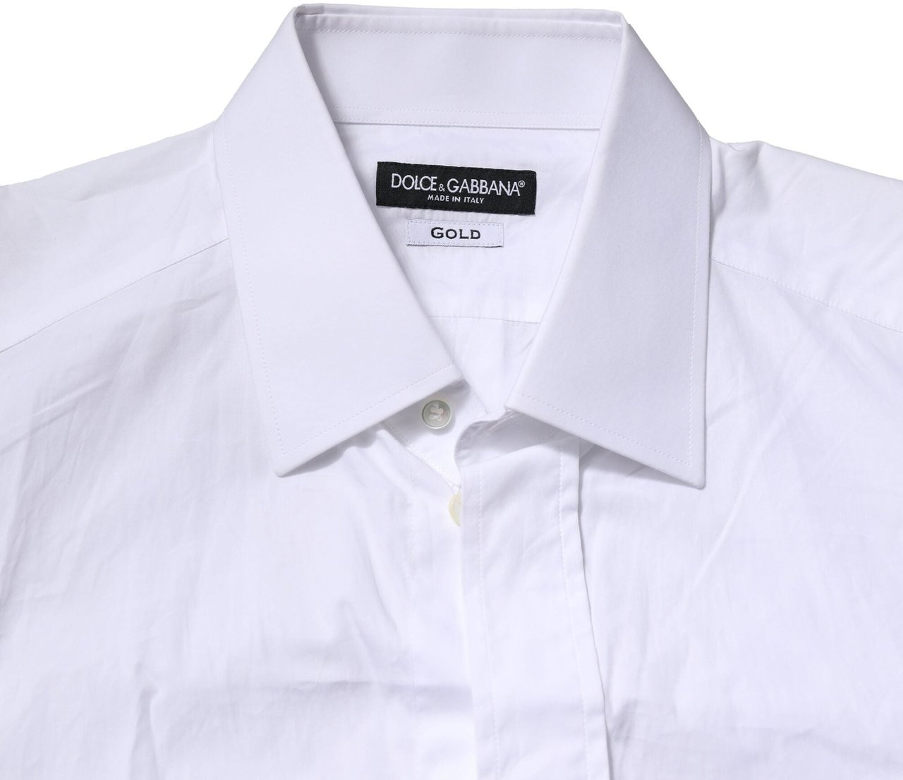 Dolce & Gabbana White GOLD Cotton Men Dress Formal Shirt Wit