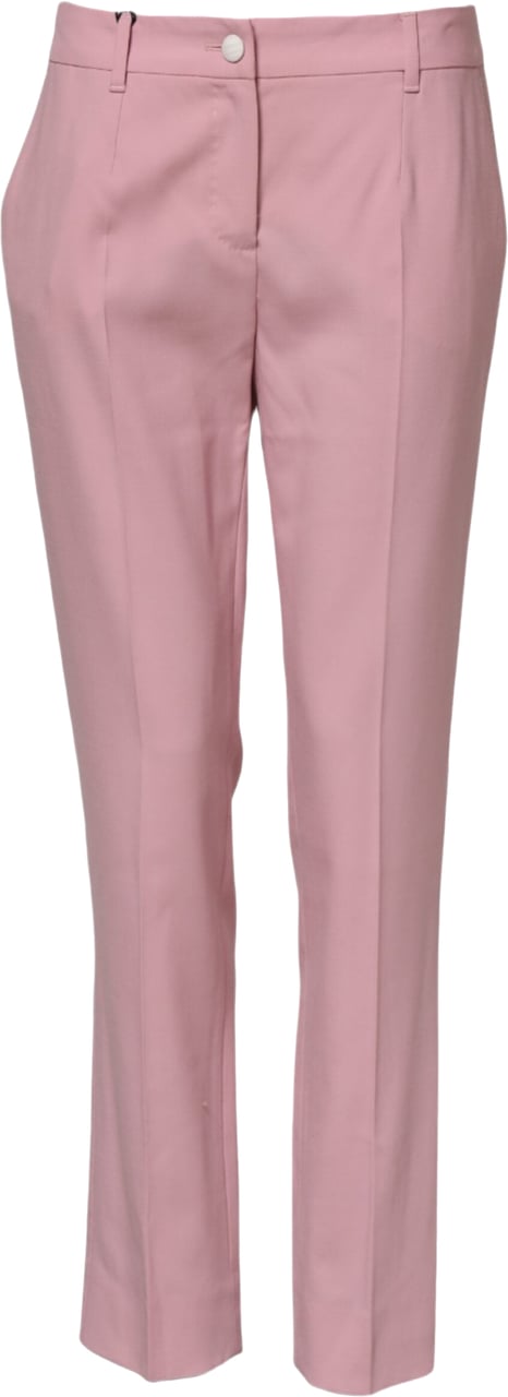 Dolce & Gabbana Pink Wool Mid Waist Tapered Pants Roze