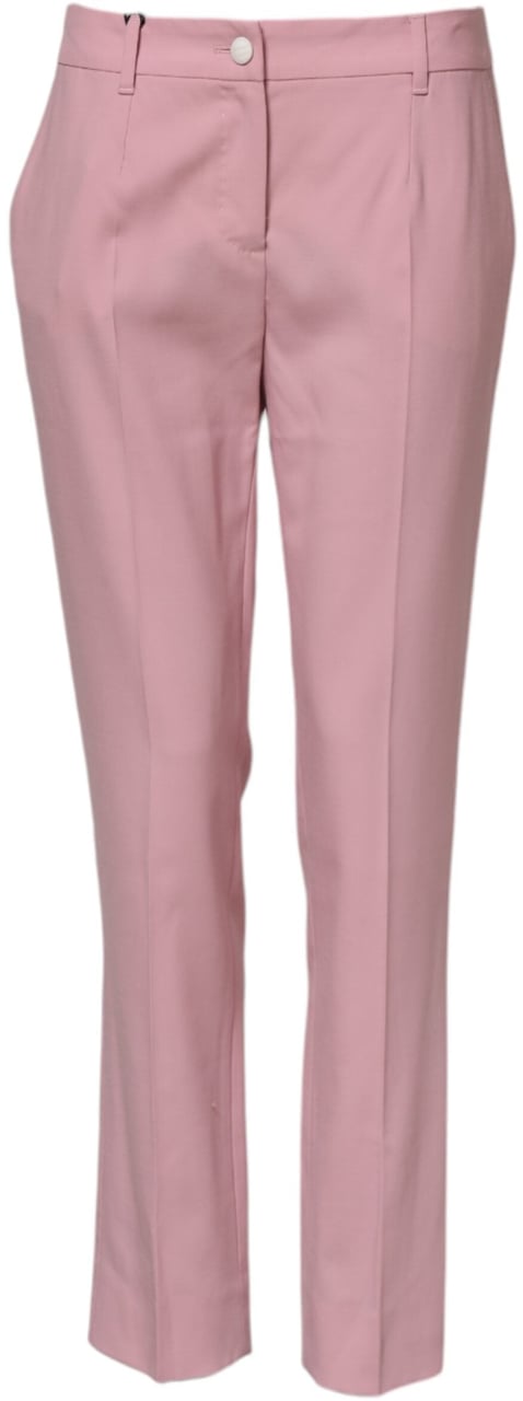 Dolce & Gabbana Pink Wool Mid Waist Tapered Pants Roze
