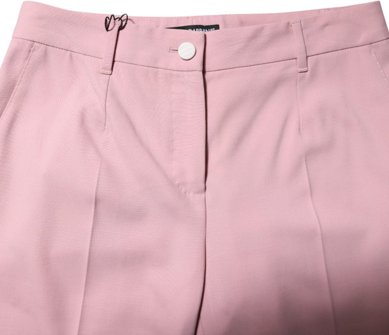 Dolce & Gabbana Pink Wool Mid Waist Tapered Pants Roze