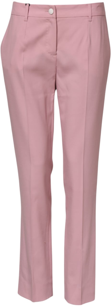Dolce & Gabbana Pink Wool Mid Waist Tapered Pants Roze