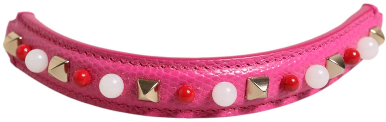 Dolce & Gabbana Pink Embellished Leather Bag Handle Women Shoulder Strap Grijs