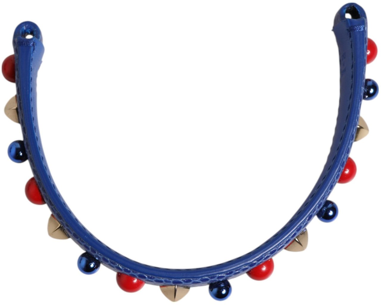 Dolce & Gabbana Blue Embellished Leather Bag Handle Women Shoulder Strap Grijs