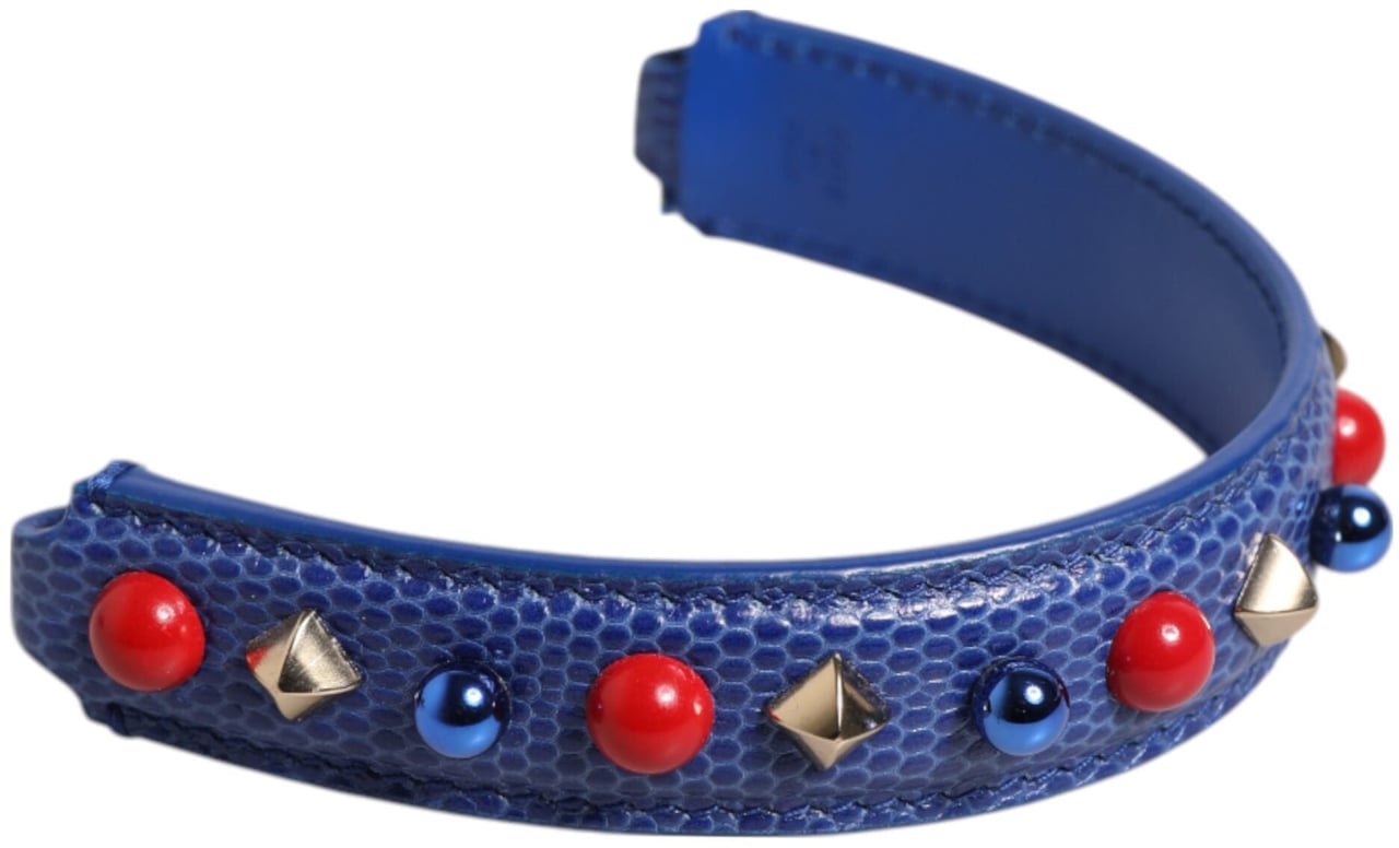Dolce & Gabbana Blue Embellished Leather Bag Handle Women Shoulder Strap Grijs