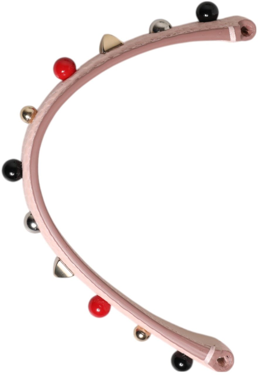 Dolce & Gabbana Light Pink Embellished Leather Bag Handle Shoulder Strap Grijs