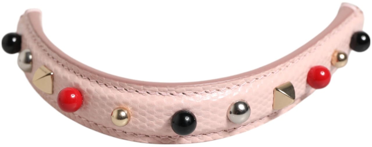 Dolce & Gabbana Light Pink Embellished Leather Bag Handle Shoulder Strap Grijs