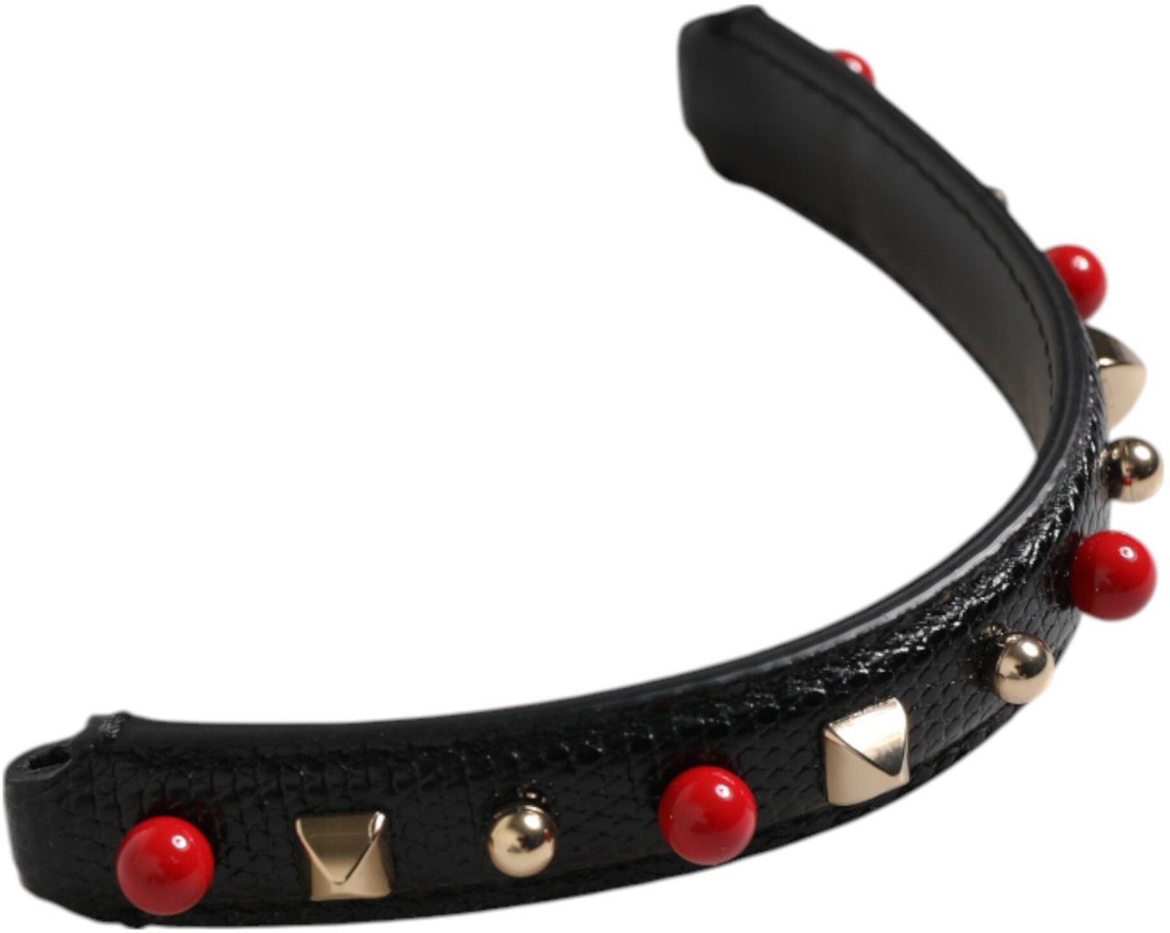 Dolce & Gabbana Black Embellished Leather Bag Handle Women Shoulder Strap Grijs