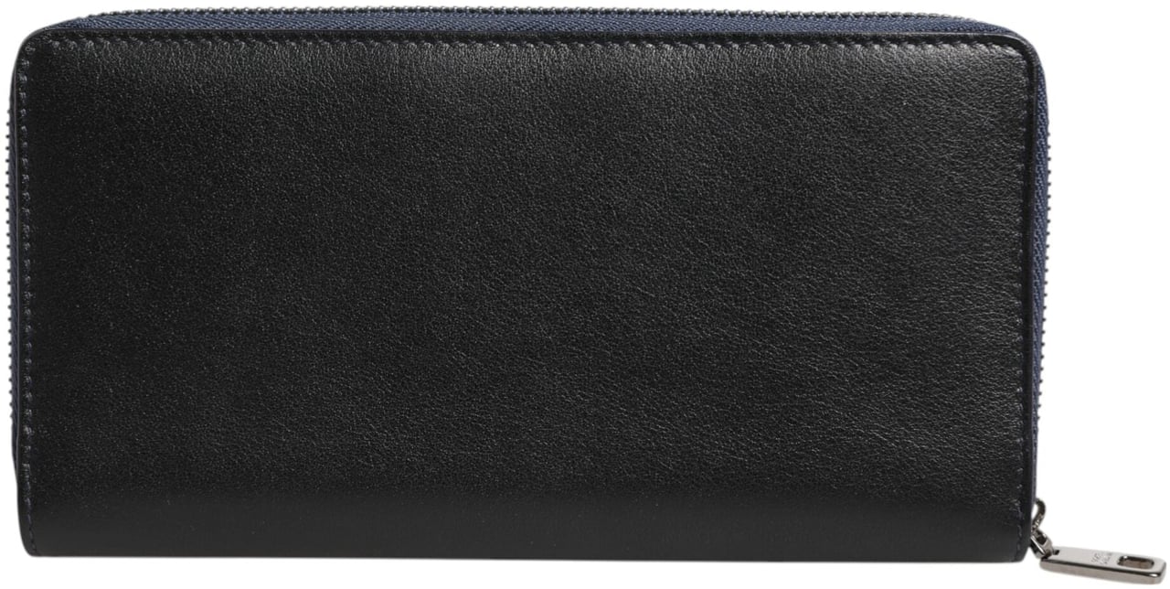 Dolce & Gabbana Black Blue Exotic Leather Men Continental Clutch Wallet Zwart