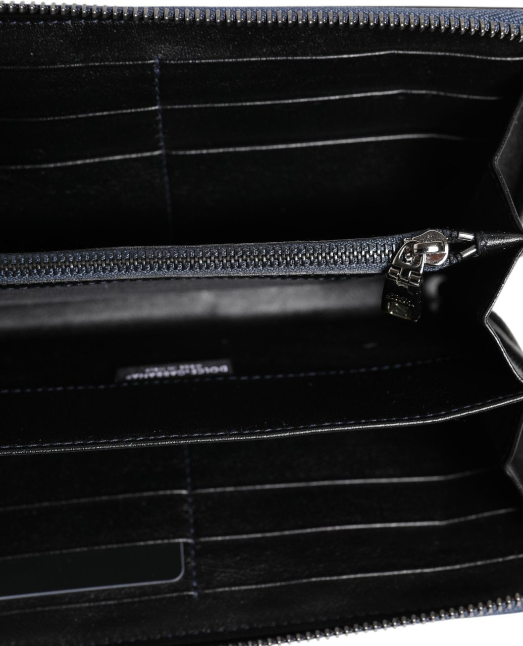 Dolce & Gabbana Black Blue Exotic Leather Men Continental Clutch Wallet Zwart