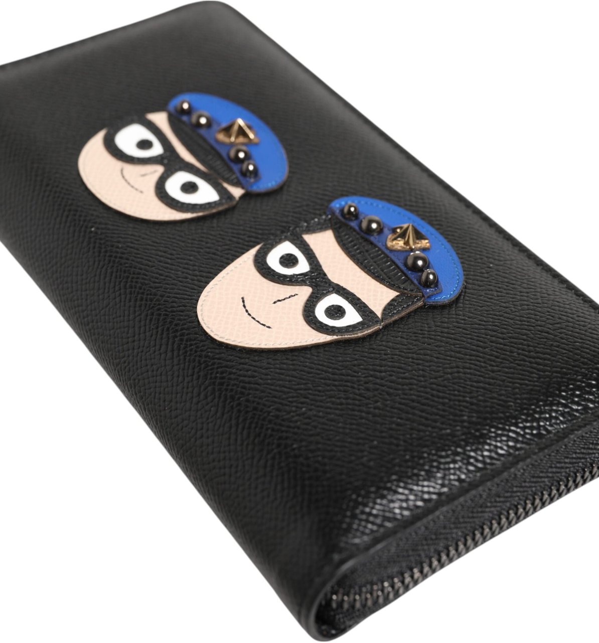 Dolce & Gabbana Black Leather #DGFAMILY Zipper Continental Mens Wallet Zwart