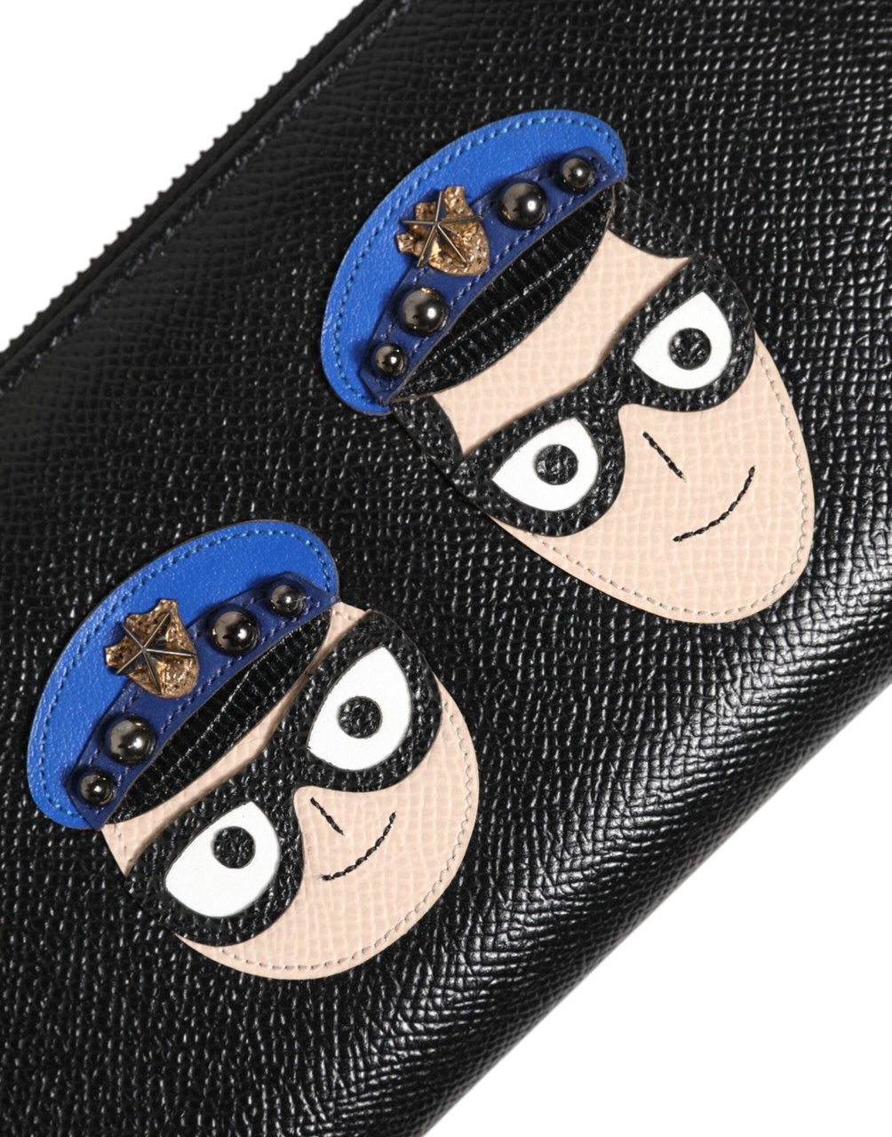 Dolce & Gabbana Black Leather #DGFAMILY Zipper Continental Mens Wallet Zwart