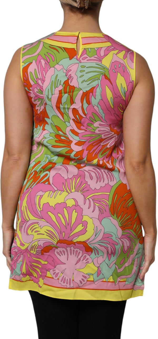Dolce & Gabbana Multicolor Floral Roundneck Sleeveless Top Divers