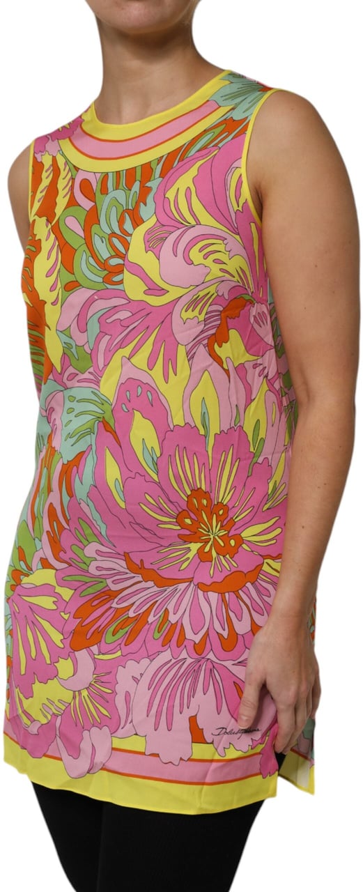Dolce & Gabbana Multicolor Floral Roundneck Sleeveless Top Divers