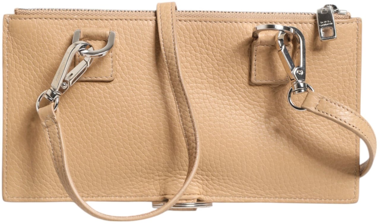 Dolce & Gabbana Beige Calfskin Leather Large Crossbody Card Holder Wallet Beige