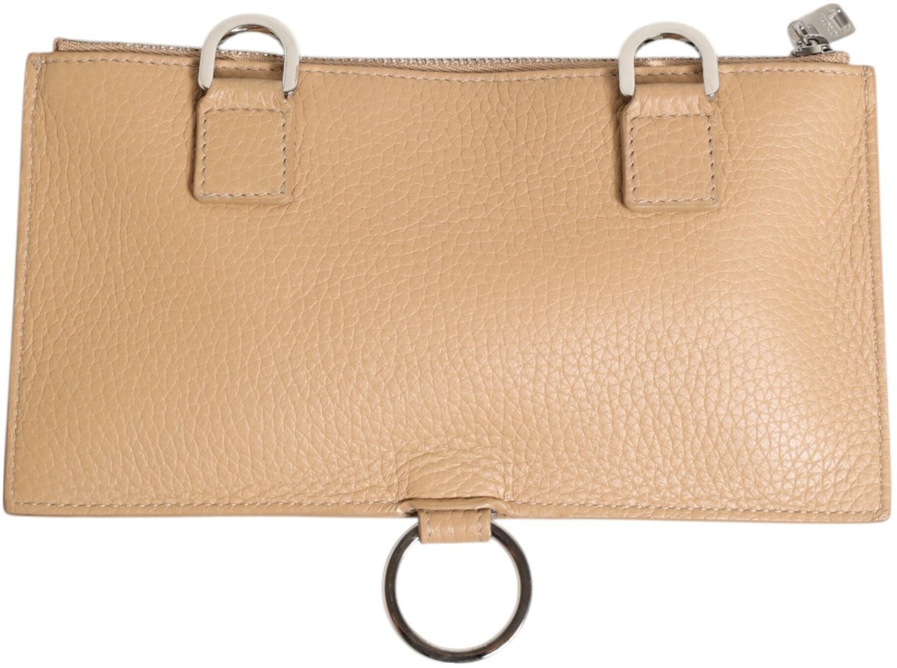 Dolce & Gabbana Beige Calfskin Leather Large Crossbody Card Holder Wallet Beige