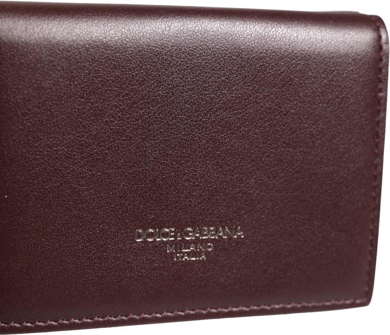 Dolce & Gabbana Leather Embossed Logo Trifold Men Card Holder Dark Brown Bruin