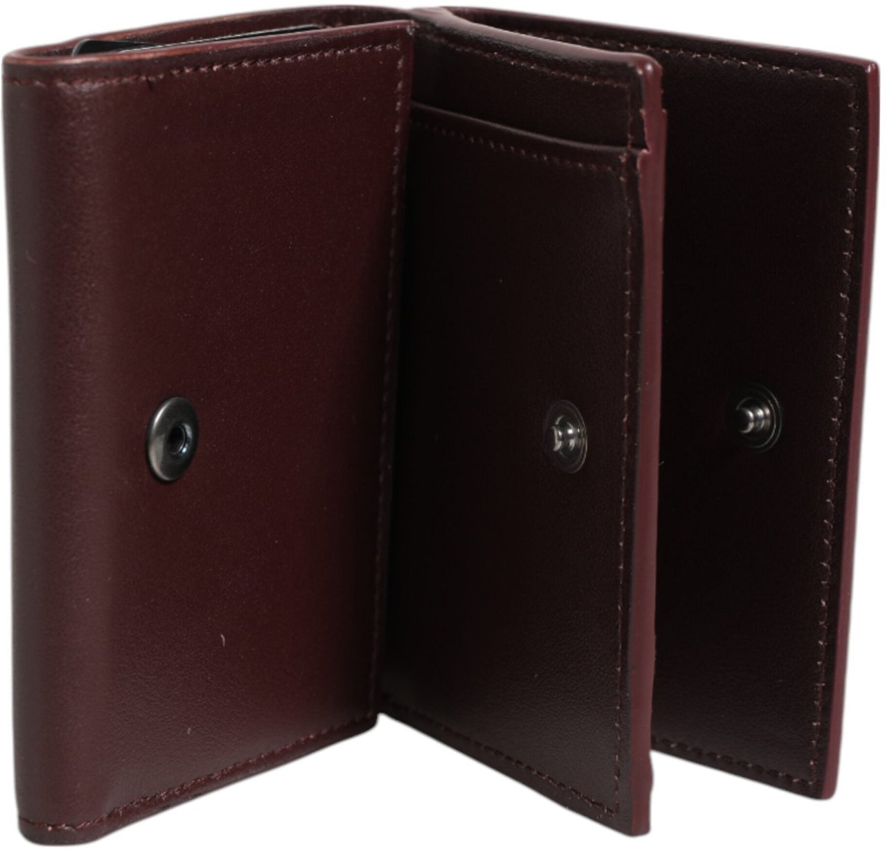 Dolce & Gabbana Leather Embossed Logo Trifold Men Card Holder Dark Brown Bruin