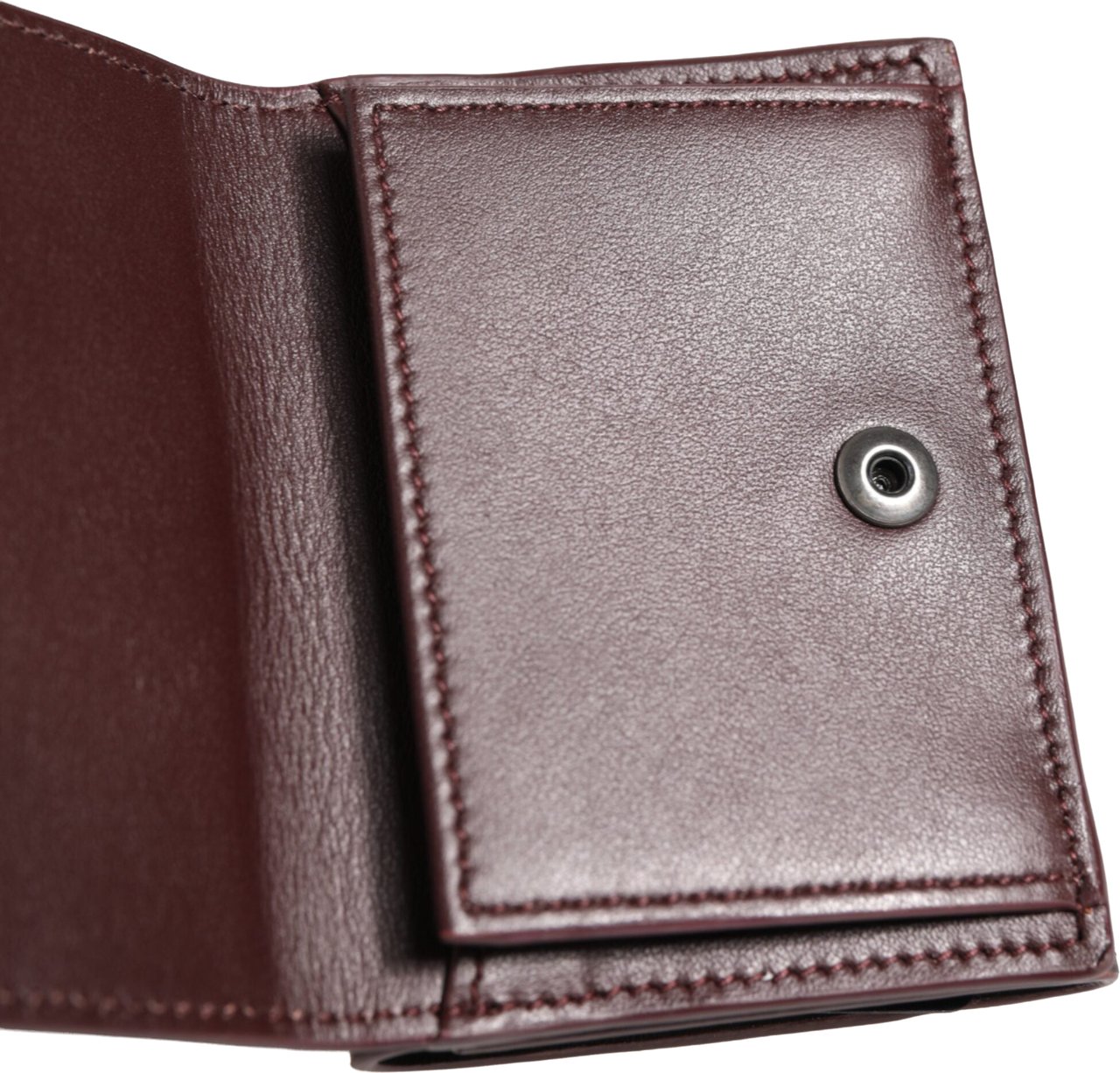 Dolce & Gabbana Leather Embossed Logo Trifold Men Card Holder Dark Brown Bruin