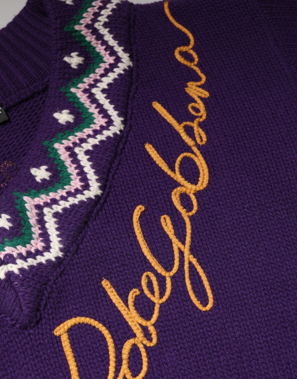 Dolce & Gabbana Purple Wool DG Logo Men Knit Pullover Sweater Geel