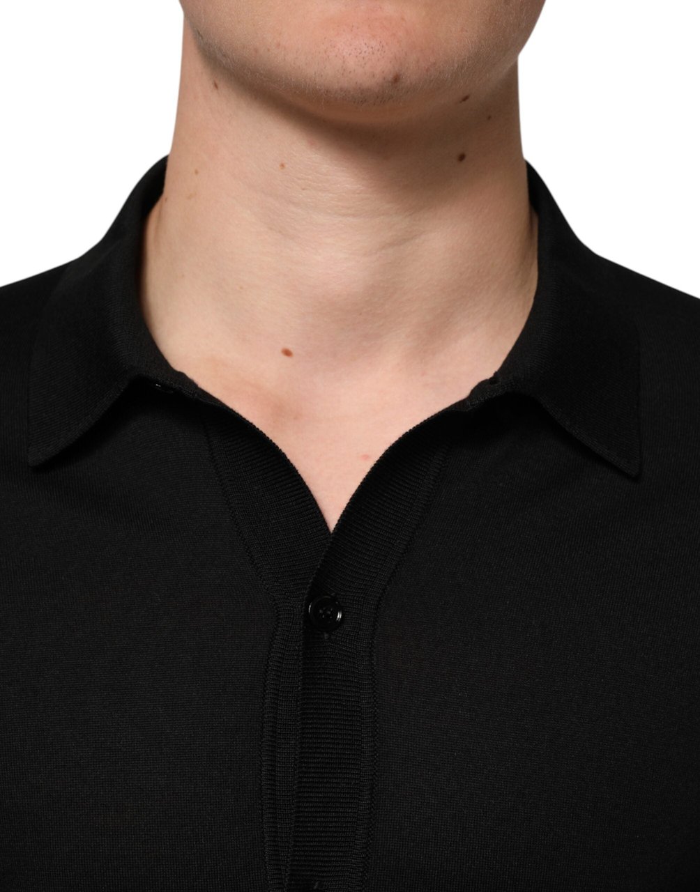 Dolce & Gabbana Black Silk Button Up Lightweight Sweater Zwart