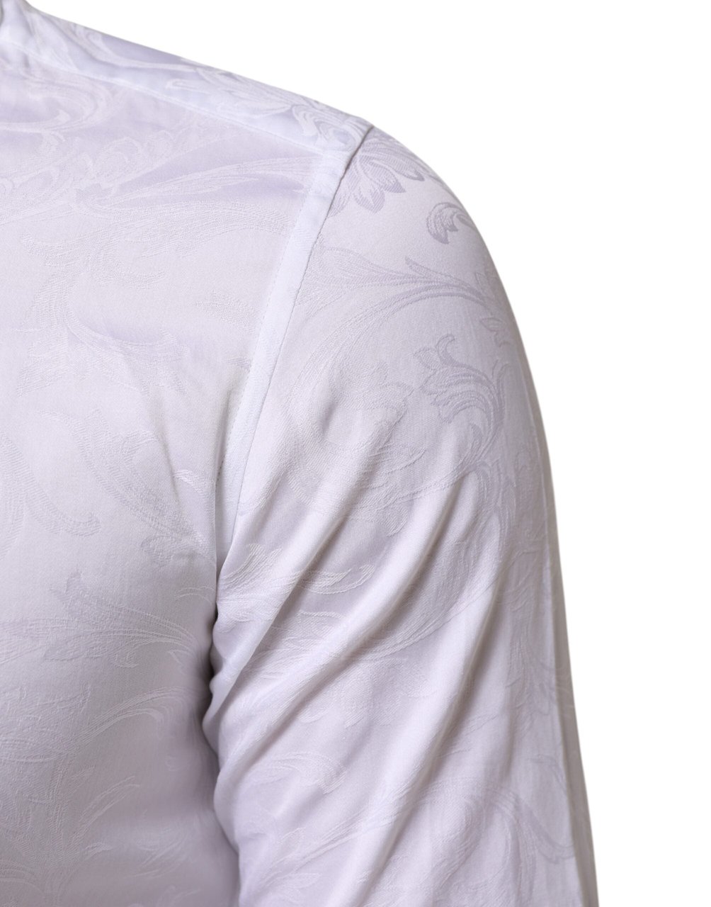 Dolce & Gabbana White Cotton MARTINI Paisley Jacquard Shirt Wit