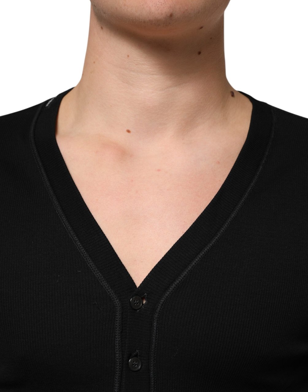 Dolce & Gabbana Black Cotton Button Up Men Cardigan Sweater Zwart
