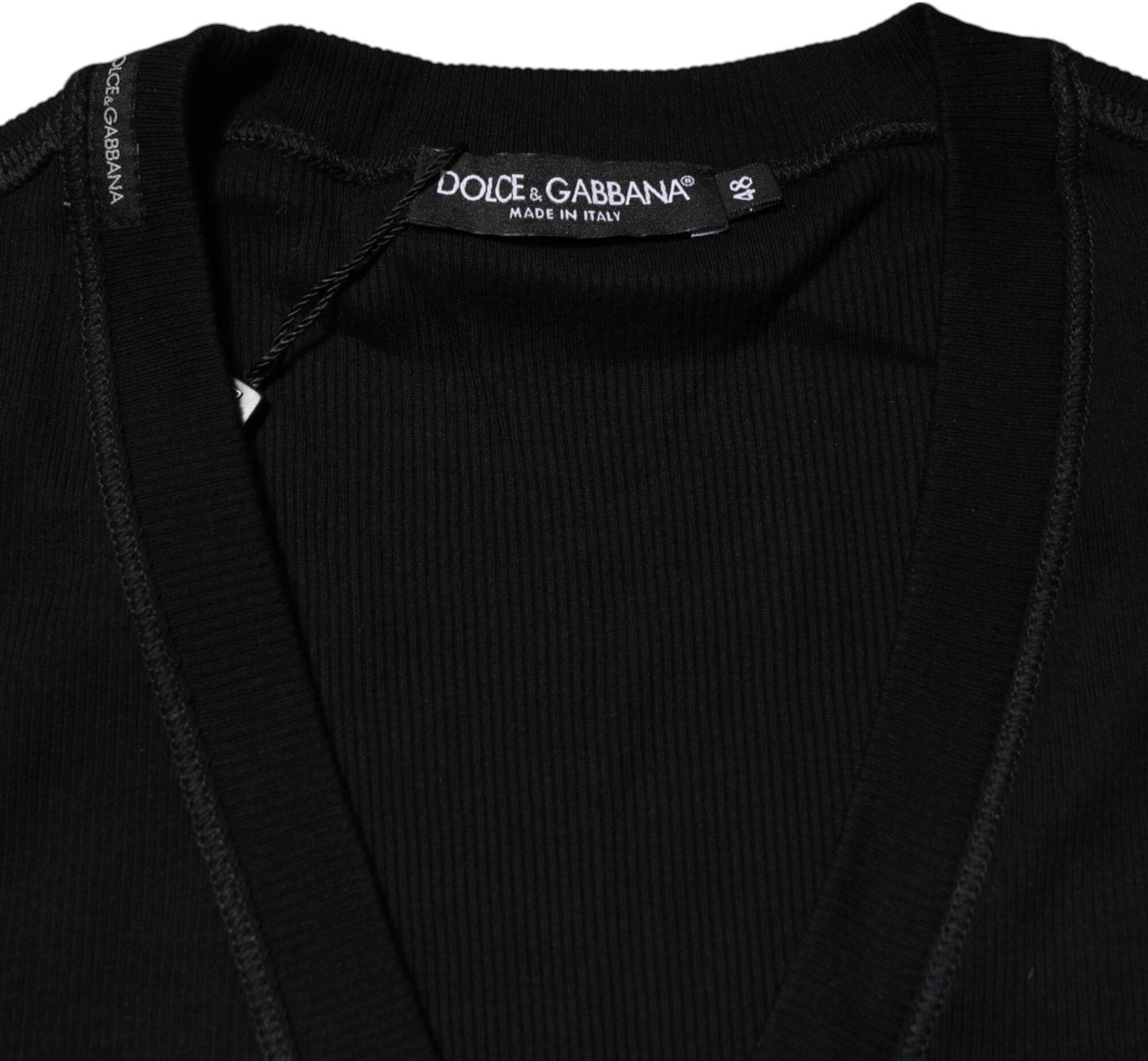 Dolce & Gabbana Black Cotton Button Up Men Cardigan Sweater Zwart