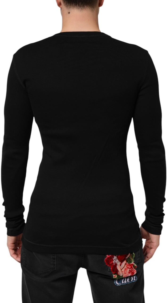 Dolce & Gabbana Black Cotton Button Up Men Cardigan Sweater Zwart