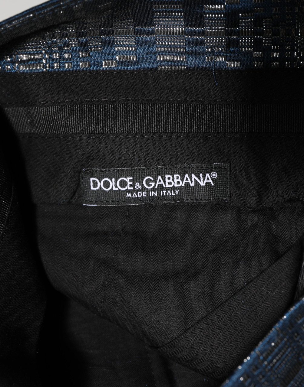 Dolce & Gabbana Blue Silver Shiny Silk Skinny Men Trouser Pants Blauw