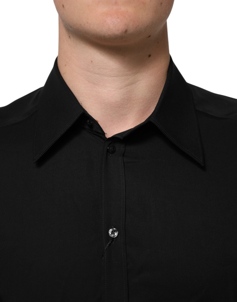 Dolce & Gabbana Black Viscose Long Sleeve Formal Dress Shirt Zwart