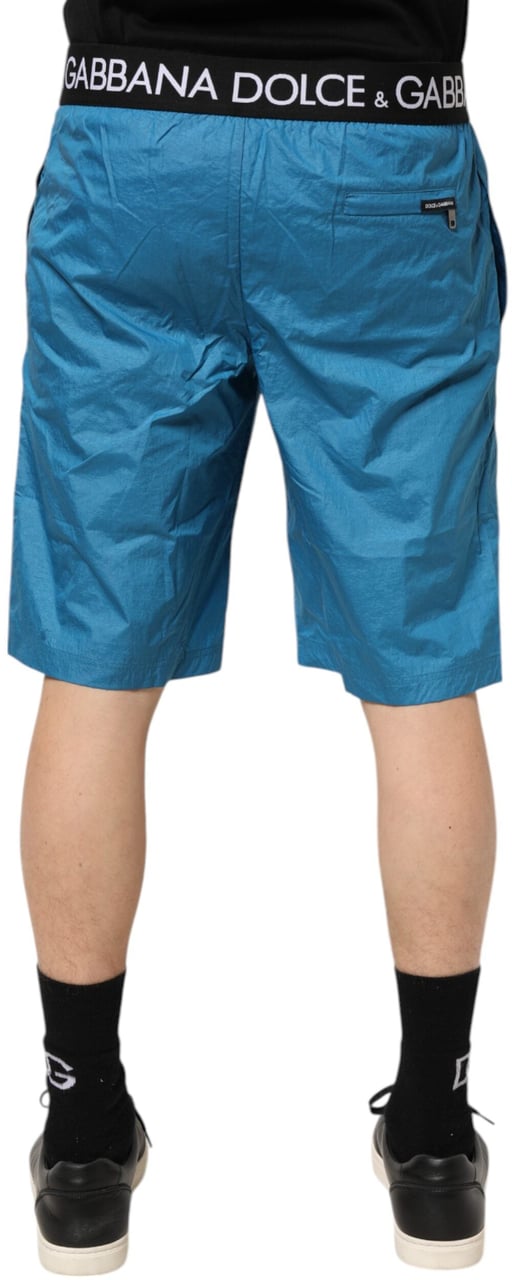 Dolce & Gabbana Blue Logo Waistband Beachwear Shorts Swimwear Blauw