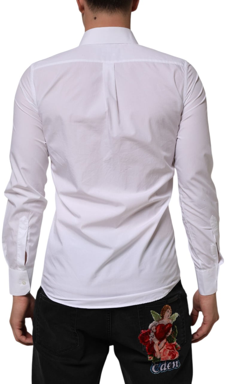 Dolce & Gabbana White Cotton MARTINI Long Sleeve Dress Shirt Wit