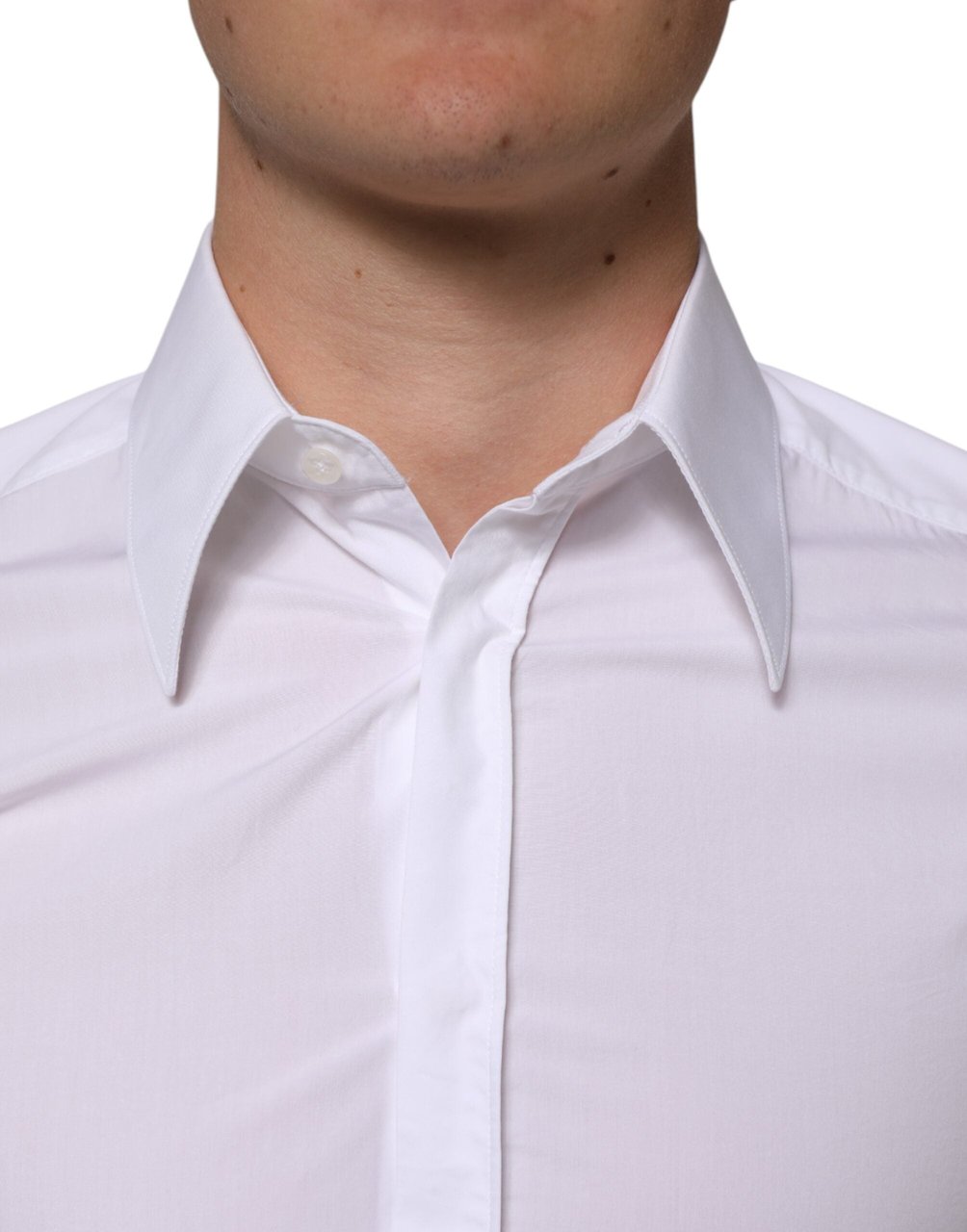 Dolce & Gabbana White Cotton MARTINI Long Sleeve Dress Shirt Wit