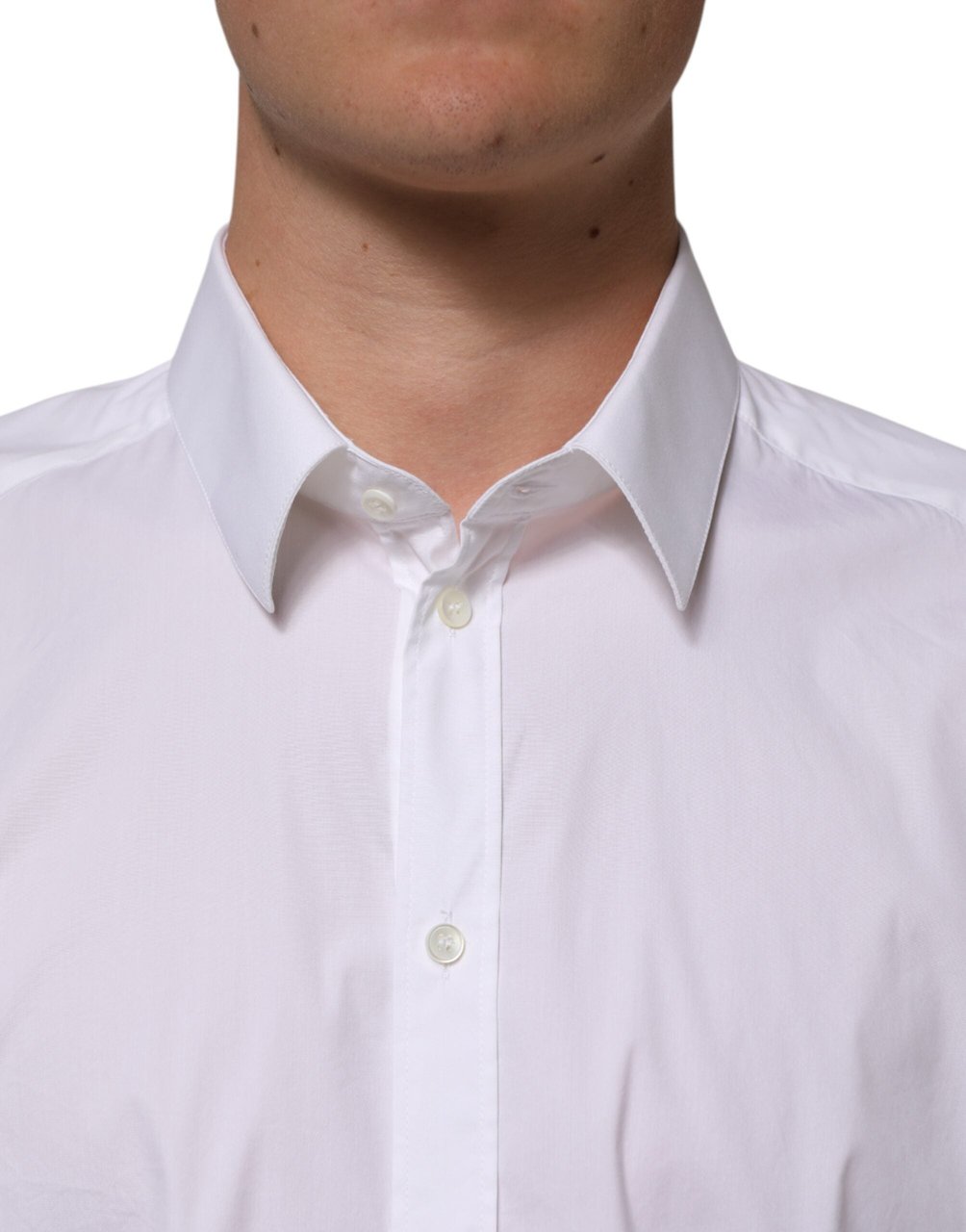 Dolce & Gabbana White Cotton GOLD Long Sleeves Formal Shirt Wit