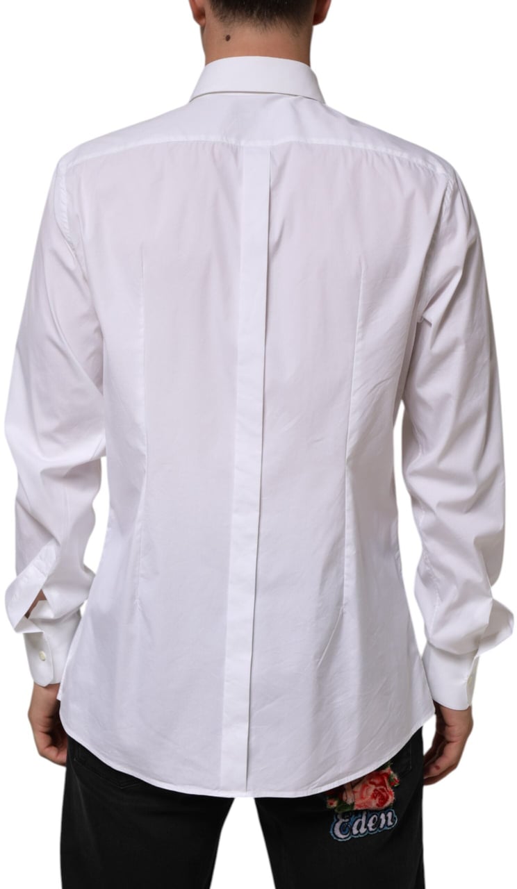 Dolce & Gabbana White Cotton GOLD Long Sleeves Formal Shirt Wit
