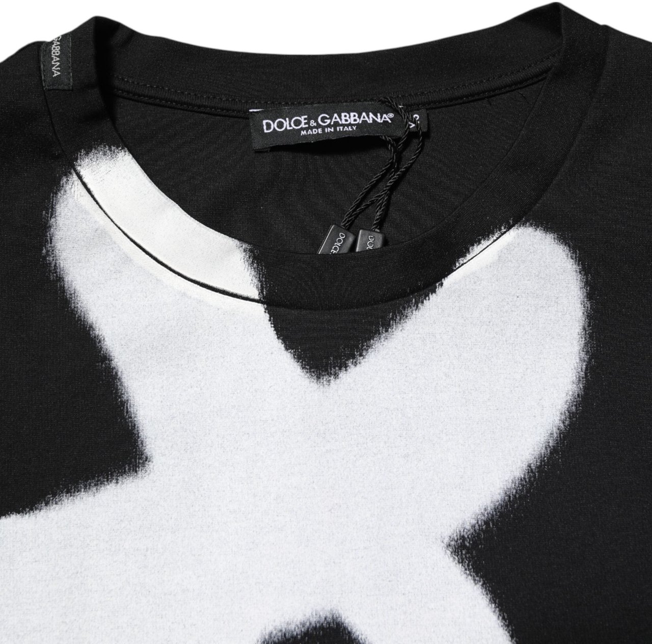 Dolce & Gabbana Black Cotton DG Logo Graffiti Short Sleeve T-shirt Zwart