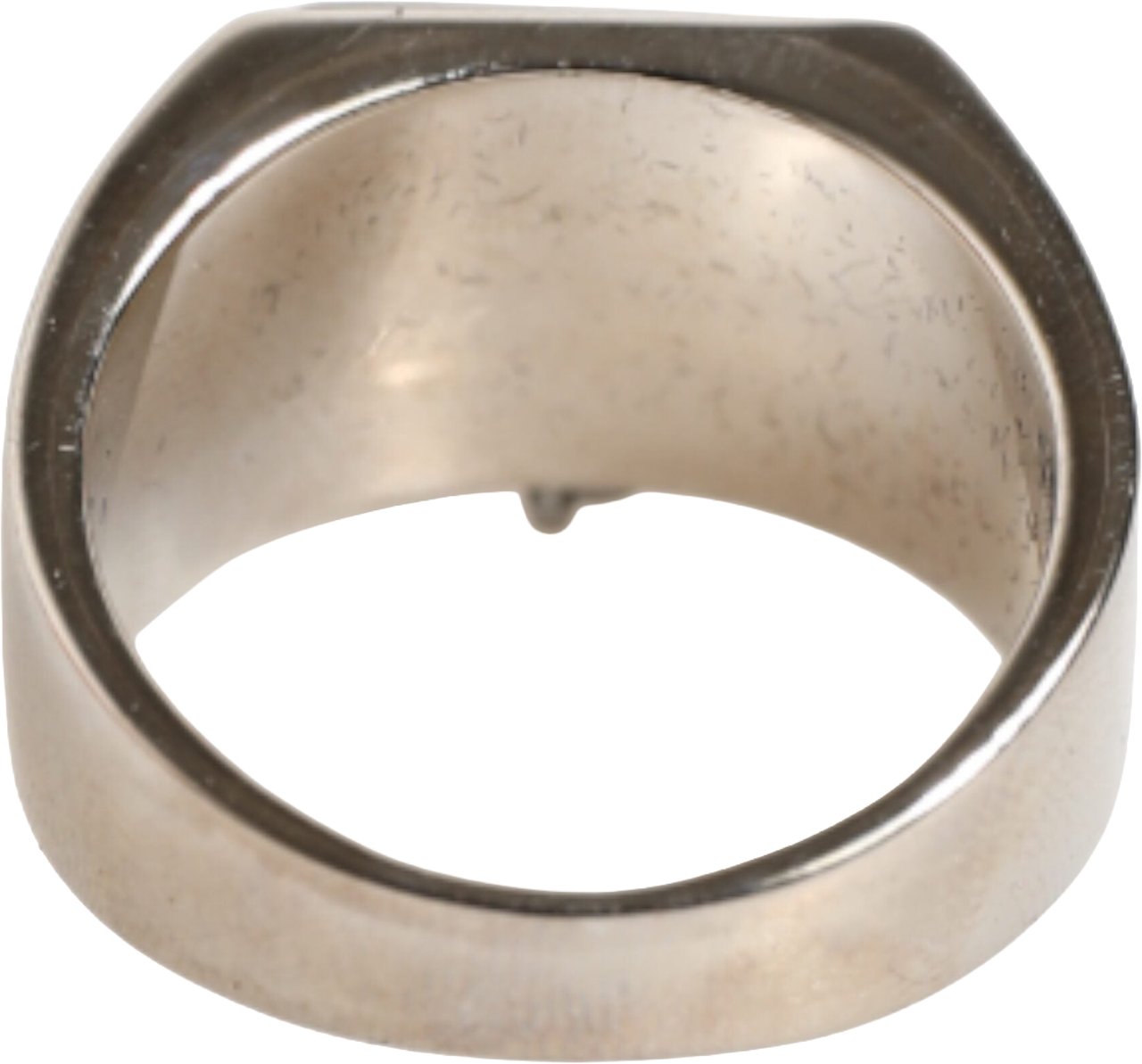 Dolce & Gabbana Silver Tone Pyramid DG Logo Real Brass Ring Zilver