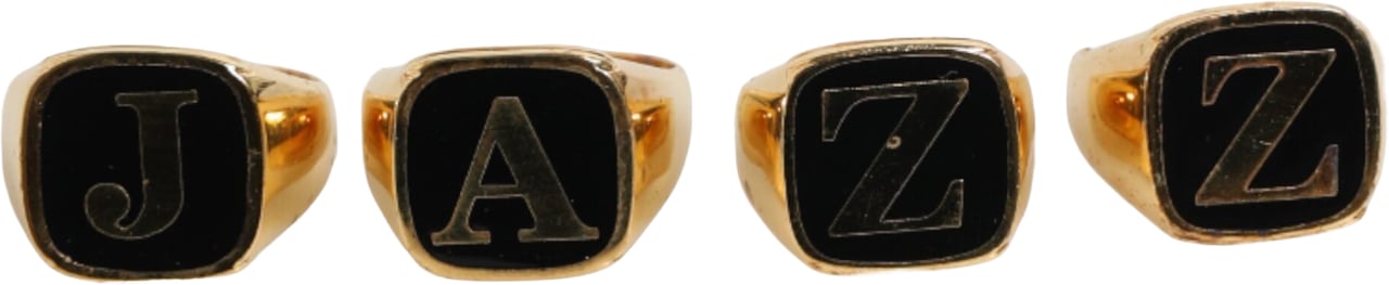 Dolce & Gabbana Gold Tone Brass JAZZ Letter Set 4 Pieces Adjustable Ring Zwart